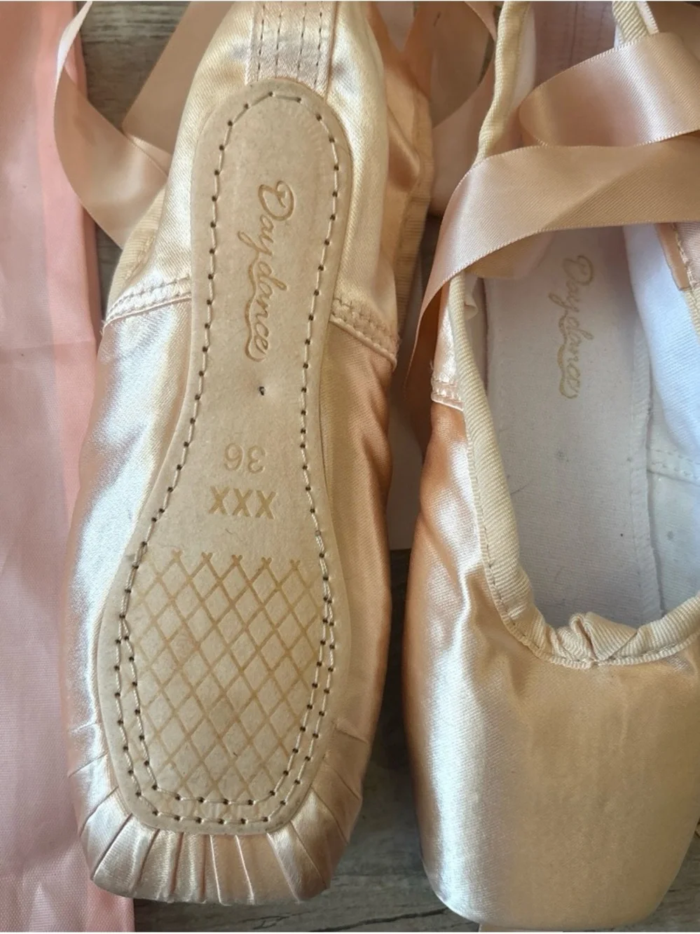 Kids Satin Ballet Pointe Shoes in Rose Gold